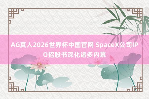 AG真人2026世界杯中国官网 SpaceX公司IPO招股书深化诸多内幕