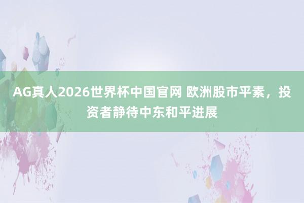 AG真人2026世界杯中国官网 欧洲股市平素,投资者静待中东和平进展