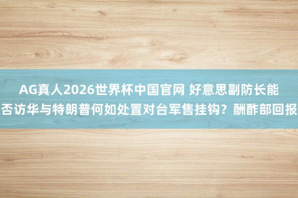 AG真人2026世界杯中国官网 好意思副防长能否访华与特朗普何如处置对台军售挂钩?酬酢部回报