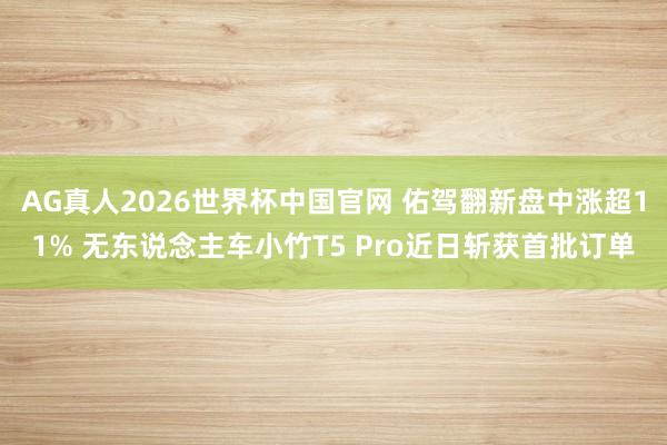 AG真人2026世界杯中国官网 佑驾翻新盘中涨超11% 无东说念主车小竹T5 Pro近日斩获首批订单