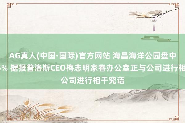 AG真人(中国·国际)官方网站 海昌海洋公园盘中涨超15% 据报普洛斯CEO梅志明家眷办公室正与公司进行相干究诘
