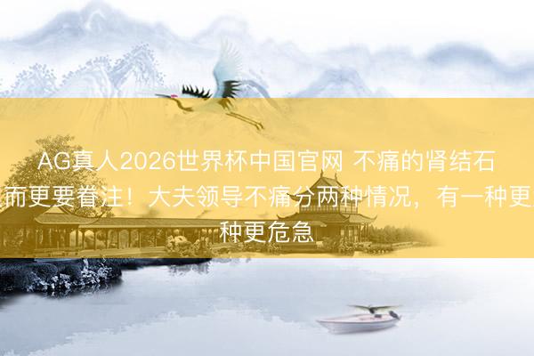 AG真人2026世界杯中国官网 不痛的肾结石,反而更要眷注!大夫领导不痛分两种情况,有一种更危急